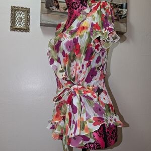 Floral Ruffle Wrap Top